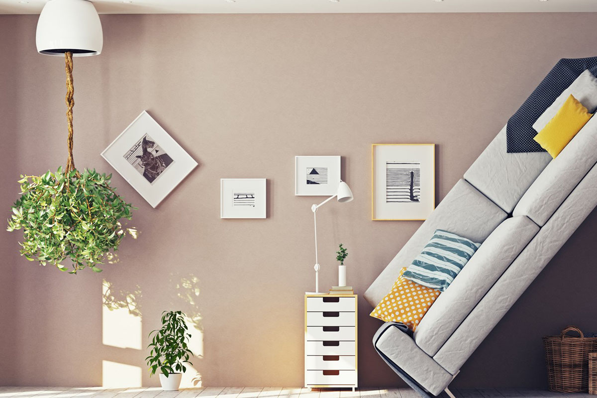 Антитренди в інтер'єрі 2025: приклад застарілого дизайну вітальні з килимом.