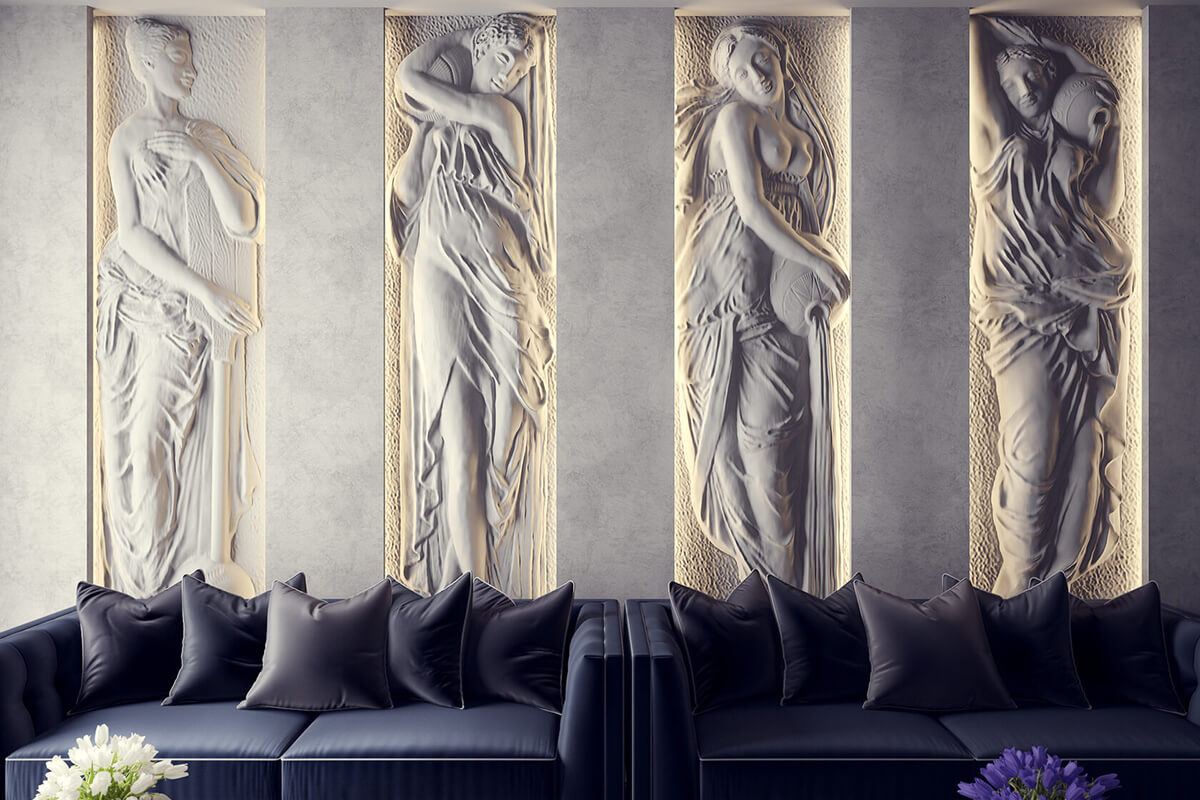 Сучасний інтер'єр з барельєфом на стіні: стильне оформлення квартири