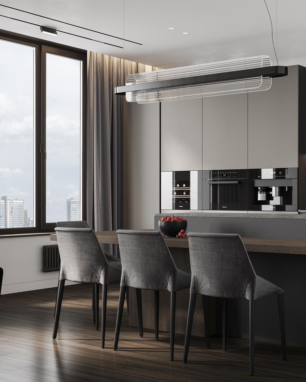 Функціональна барна стійка на кухні: дизайн інтер'єру та зручне рішення для зберігання