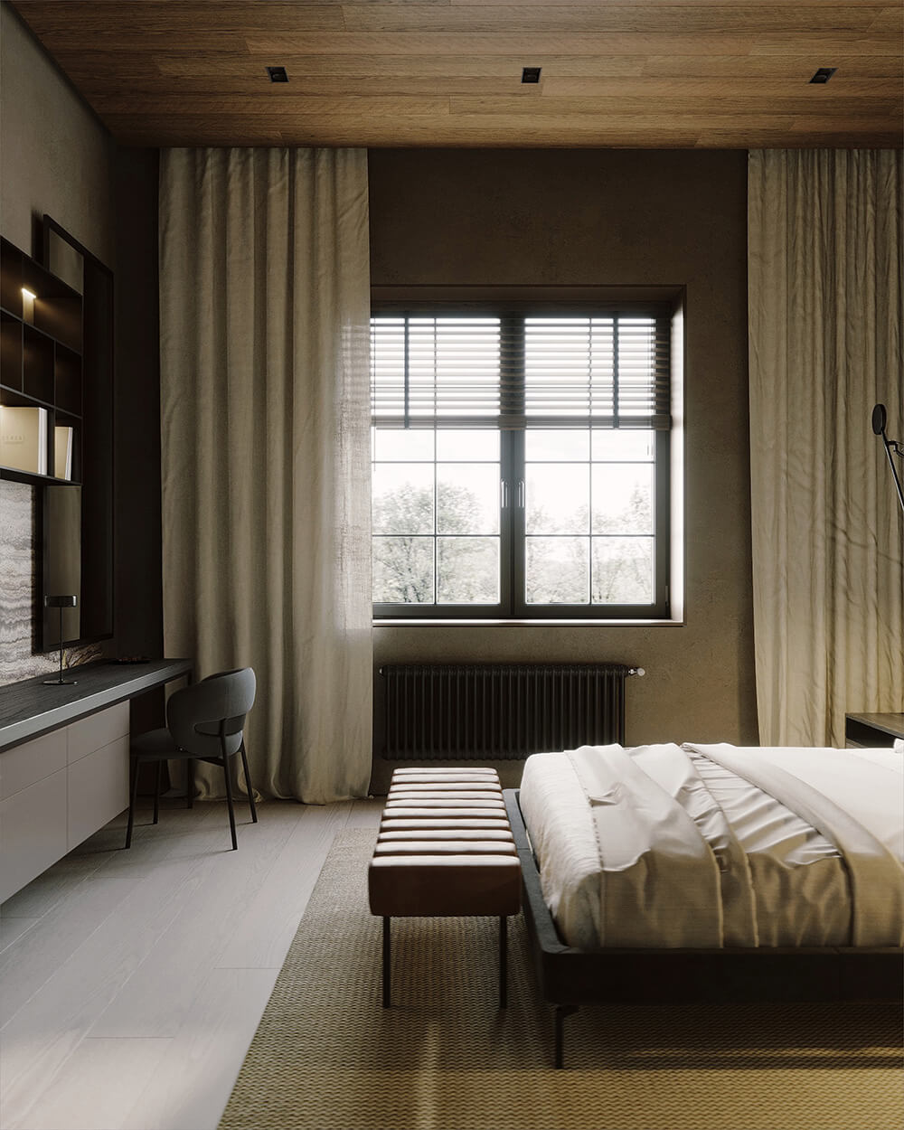 Дизайн майстер-спальні в спокійних тонах, що сприяє релаксації та якісному сну.