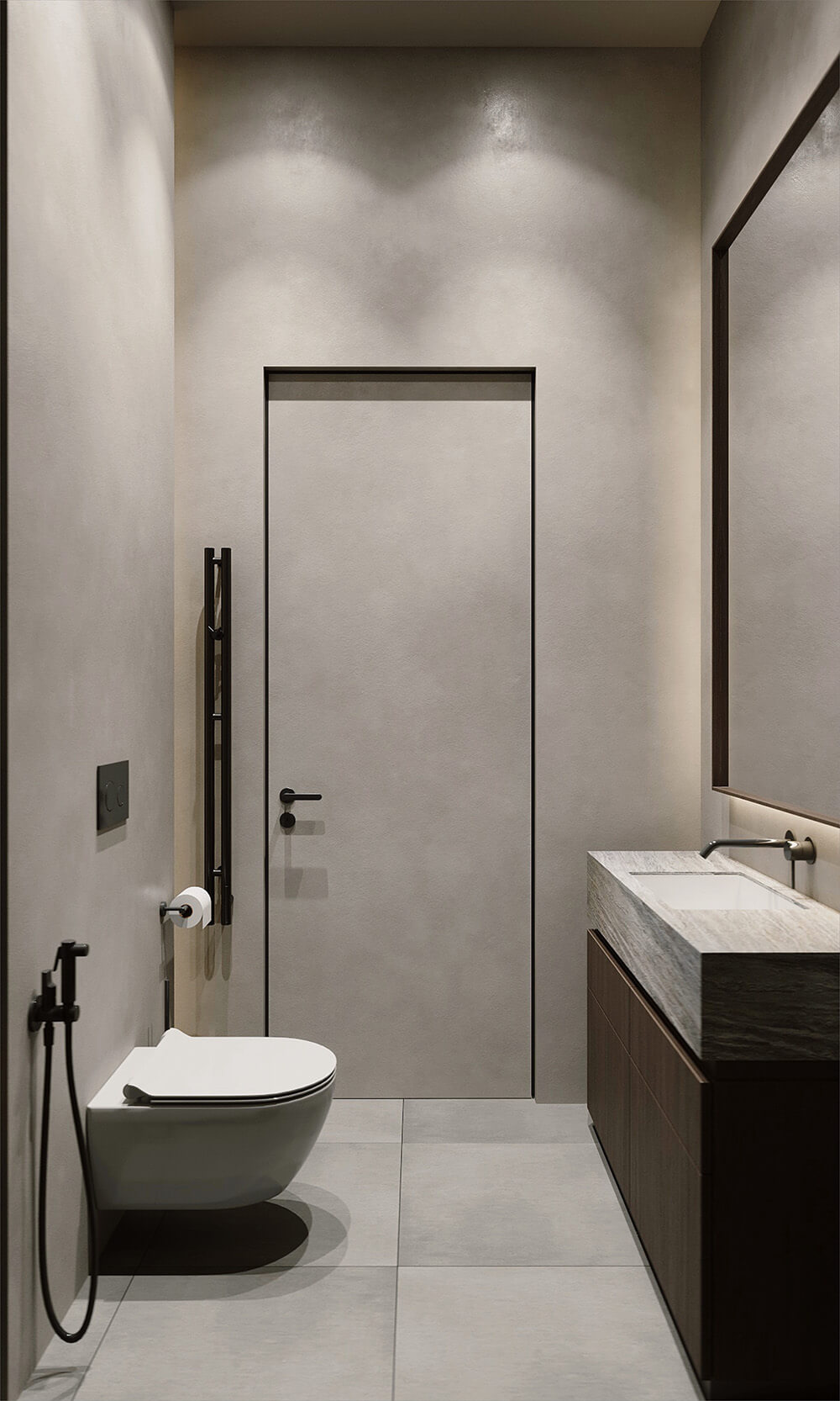 Елегантна майстер-спальня з акцентом на освітленні та декоративних елементах.