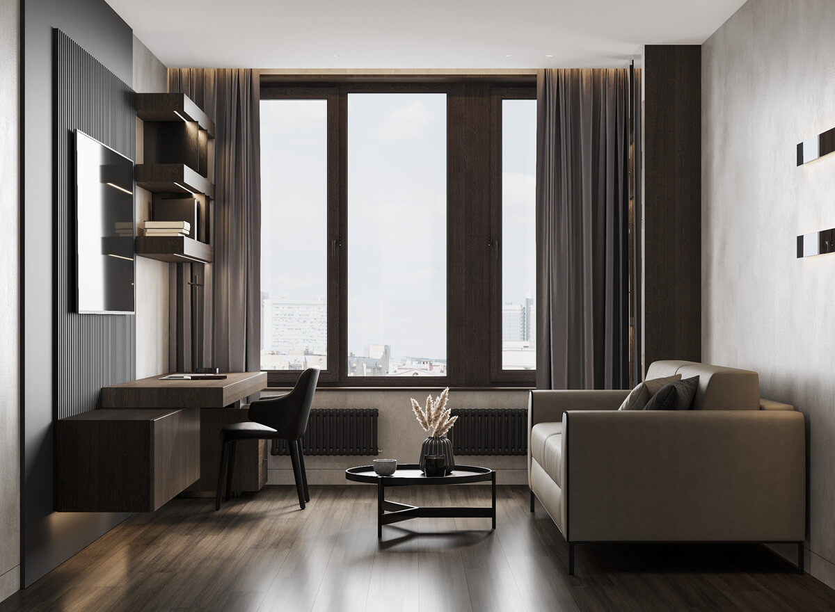 Приклад декоративної штукатурки на стіні, що імітує ефект натурального каменю в інтер'єрі