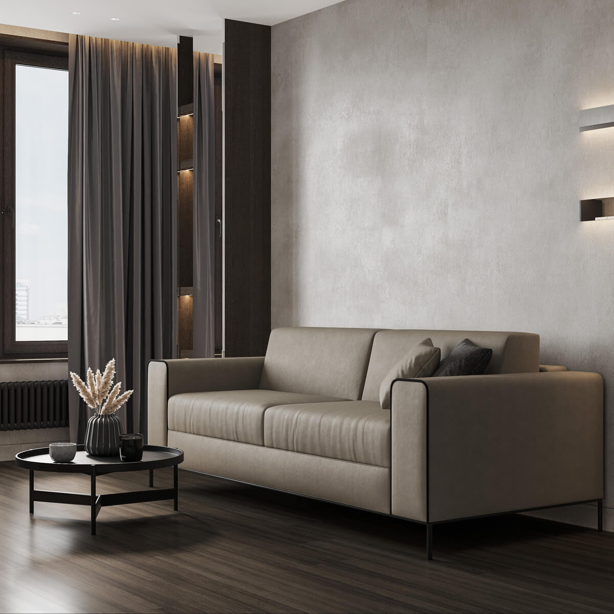 Сучасний дизайн інтер'єру з використанням декоративної фарби та штукатурки.