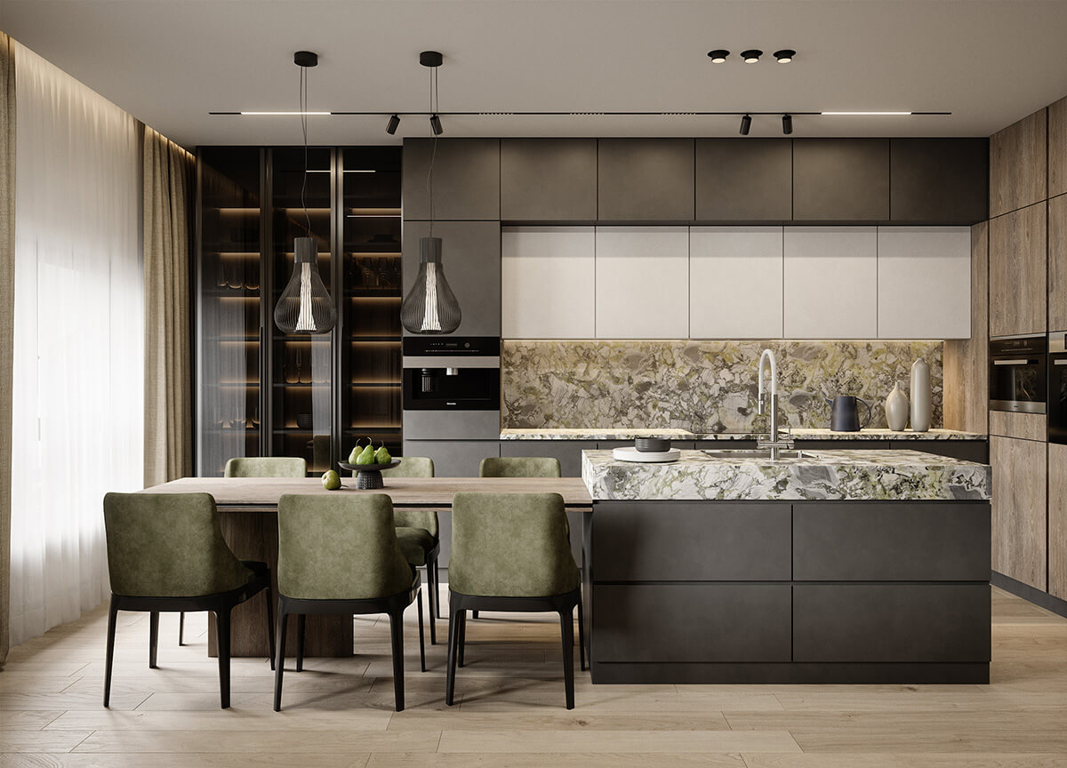 Тренди дизайну кухні 2024-2026: велика увага до освітлення та функціональності.