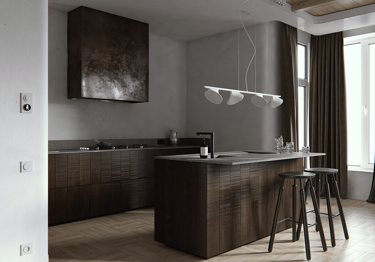 Дизайн інтер'єру квартири з використанням яскравих акцентів та сучасних меблів.