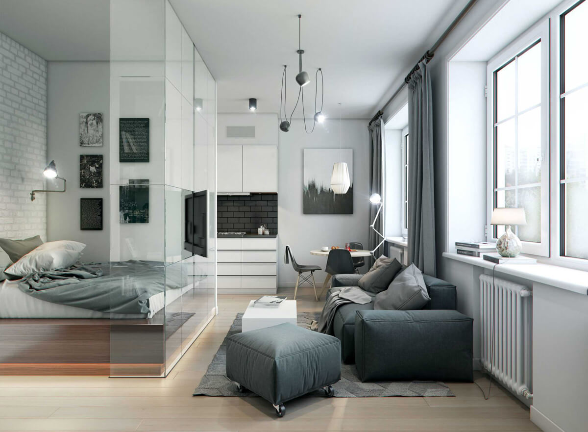 Дизайн інтер'єру: робочий кабінет з великим вікном та зручним столом для продуктивної роботи.