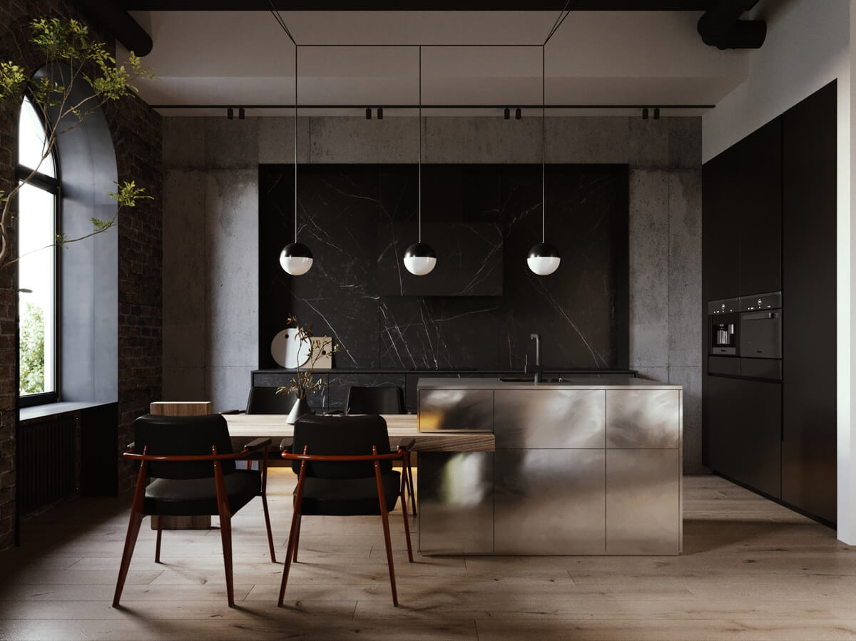 Стильний дизайн інтер'єру квартири з використанням природних матеріалів та текстур.