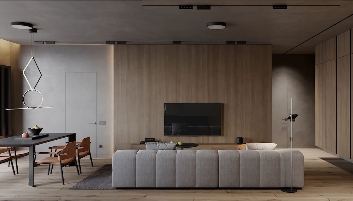 Стильний інтер'єр квартири в неокласичному стилі з елементами сучасного дизайну.