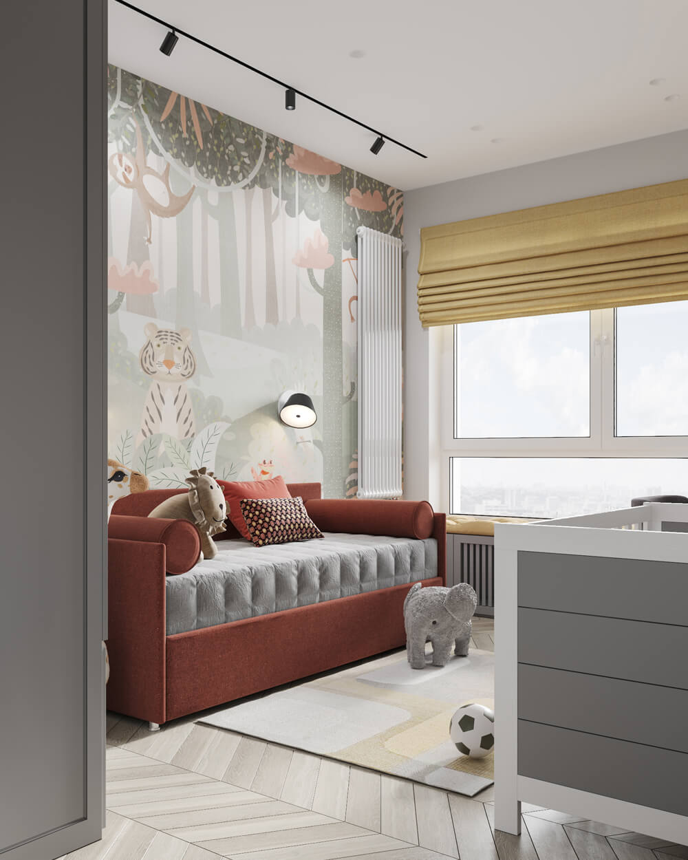 Сучасний дизайн кухні в квартирі 100 кв.м з великим островом та барною стійкою