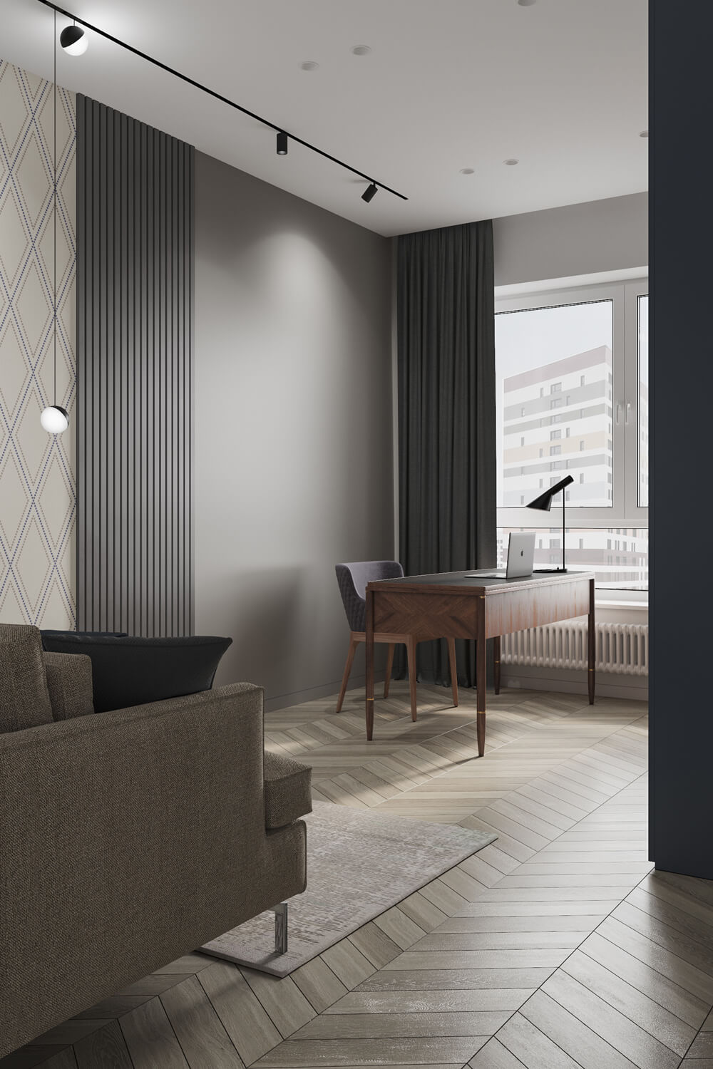 Варіант планування квартири 100 кв.м з зонуванням простору за допомогою меблів та перегородок