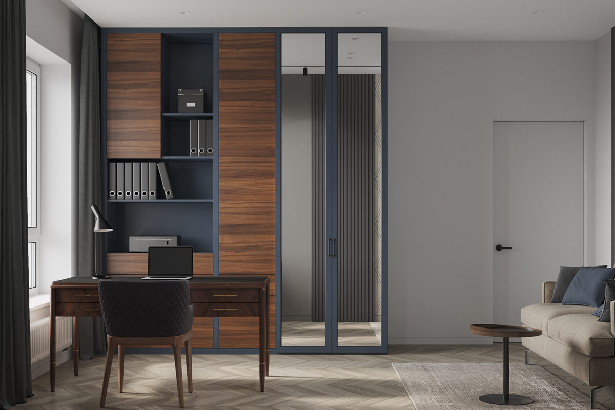 Інтер'єр квартири 100 м²: балкон, перетворений на затишну лаунж-зону з кріслом та столиком.