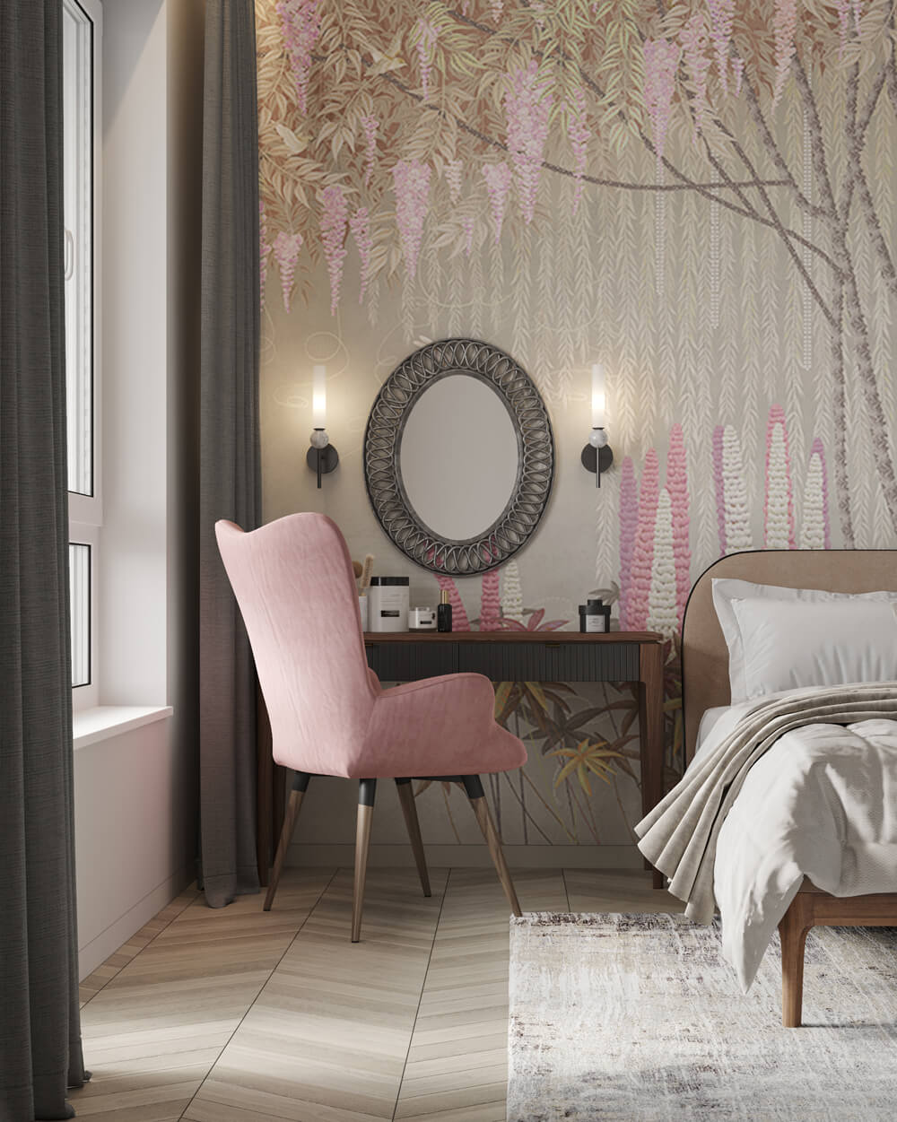 Стильна ванна кімната в квартирі 100 кв. м з використанням плитки під мармур та сучасної сантехніки.