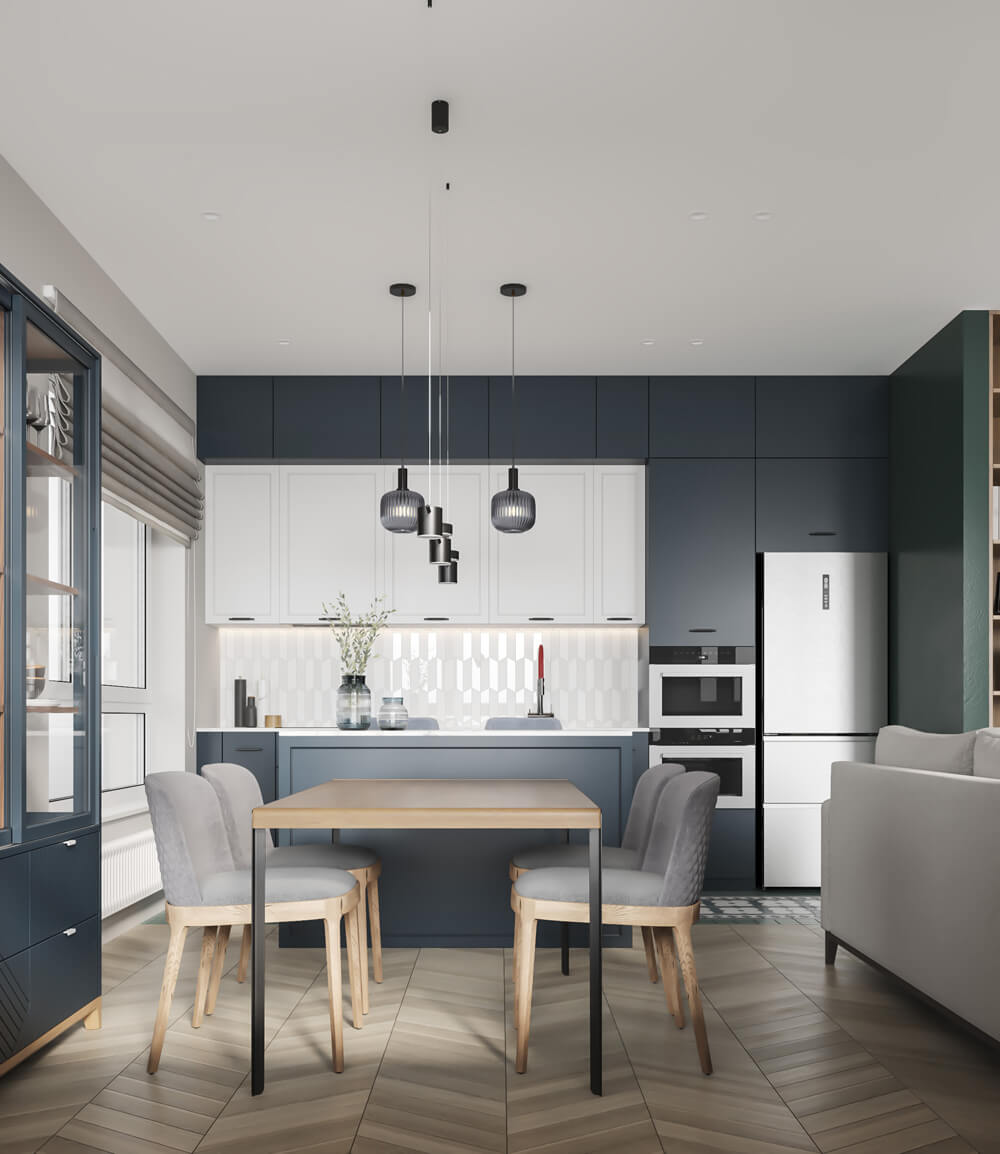 Елегантний інтер'єр квартири 100 кв. м з акцентом на натуральні матеріали та світлі тони.