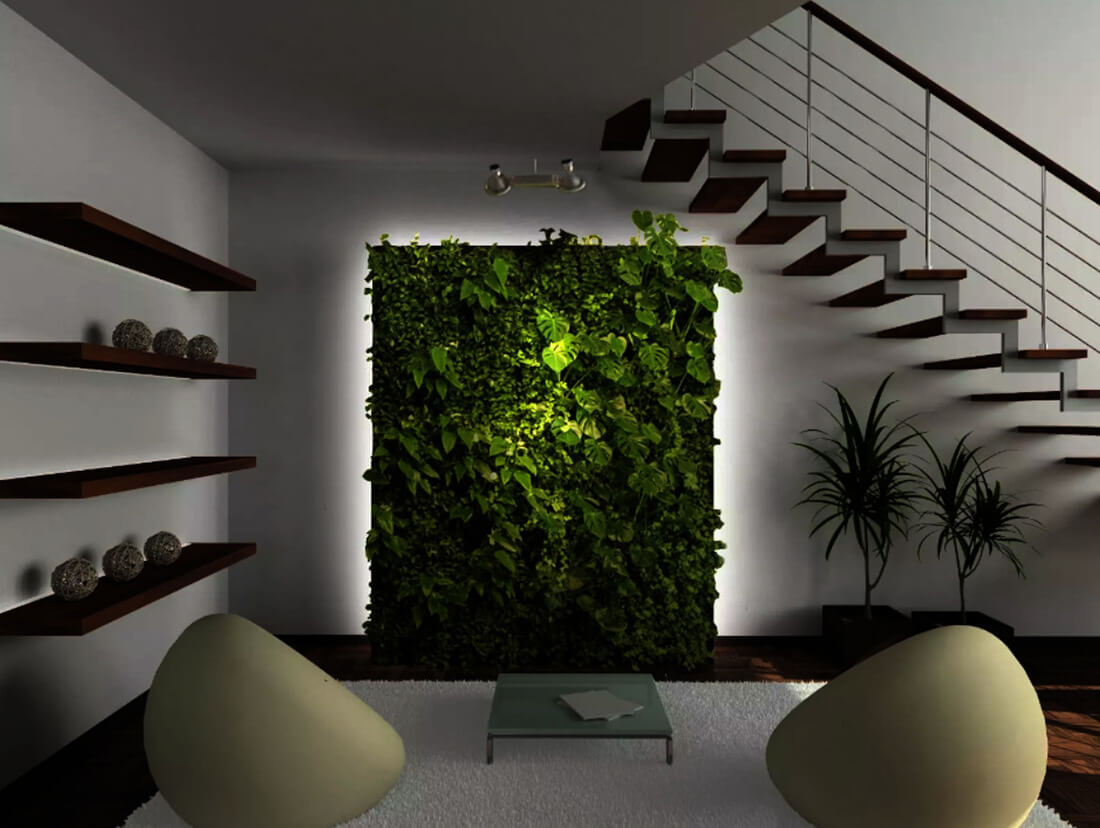 Інтер'єр з великою кількістю кімнатних рослин, що створюють атмосферу тропічного саду в домі.