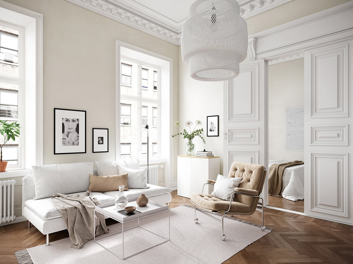 Французька класика в інтер'єрі кухні: білі фасади, мармурова стільниця та витончені аксесуари