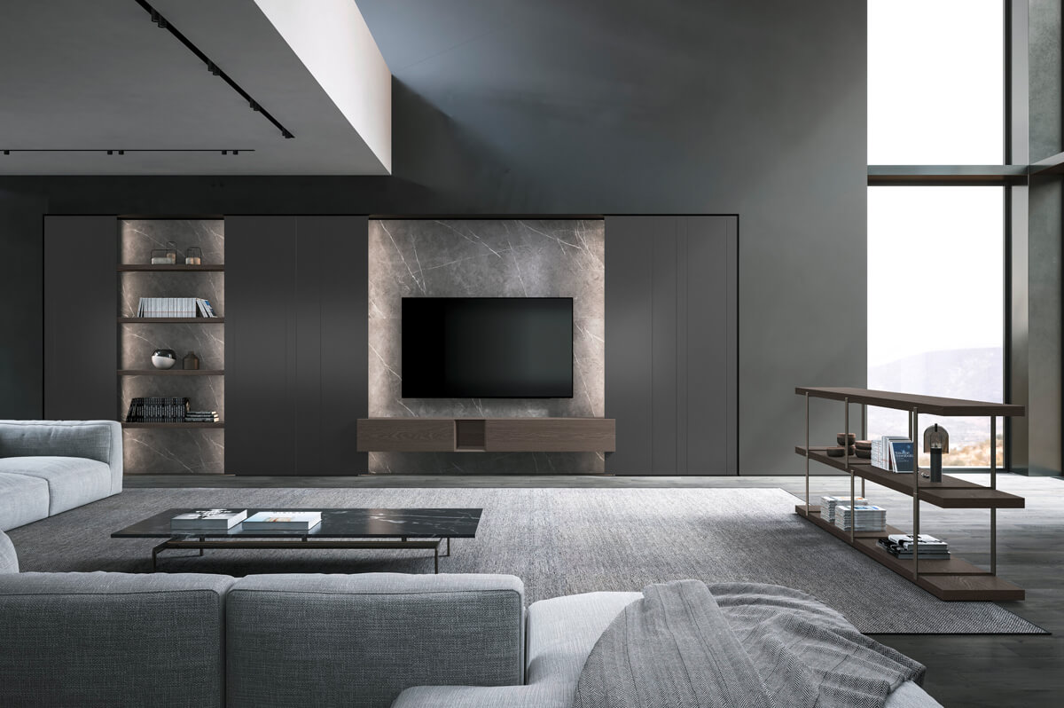 Ідеї для інтер'єру вітальні в сучасному стилі з практичним зонуванням.