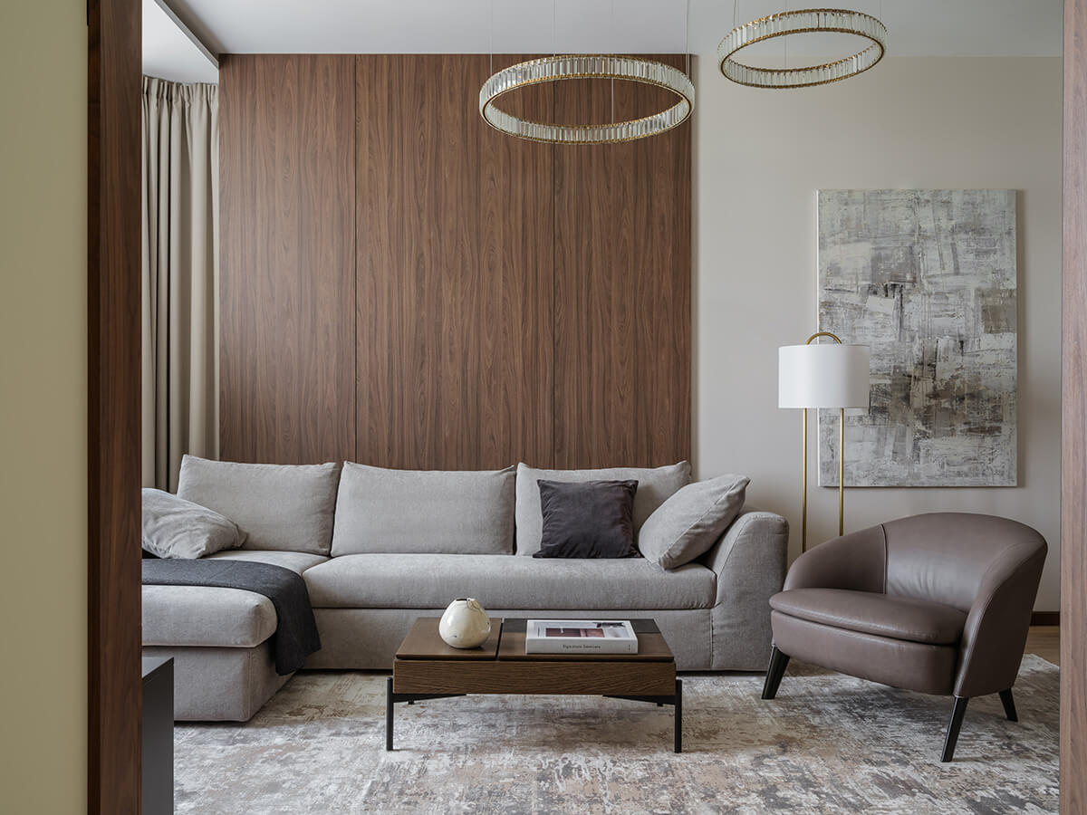 Варіанти поєднання кольорів з горіховим в інтер'єрі різних кімнат.