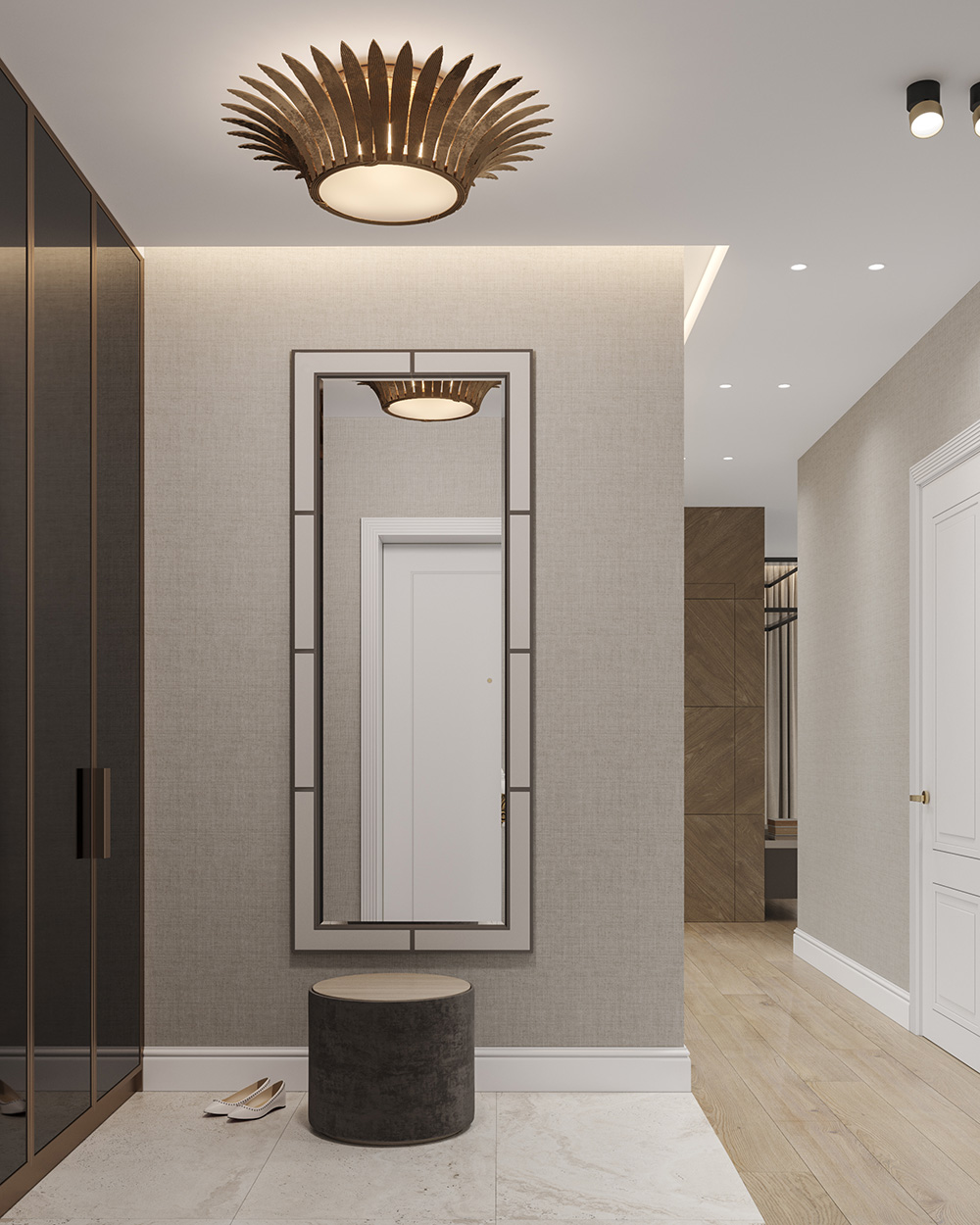 Поєднання кавового кольору зі світло-сірим в інтер'єрі: сучасний та стильний дизайн вітальні.