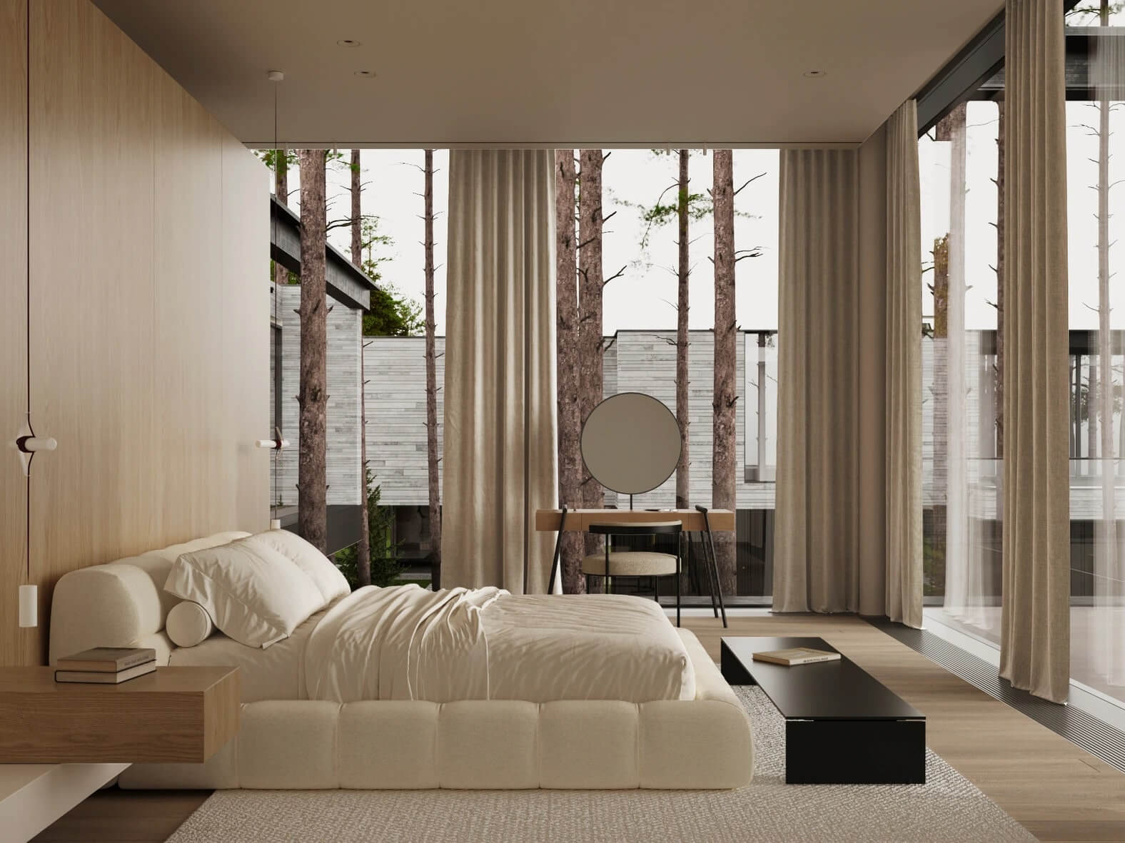 Стильне робоче місце біля вікна з акцентом на природні матеріали та декор