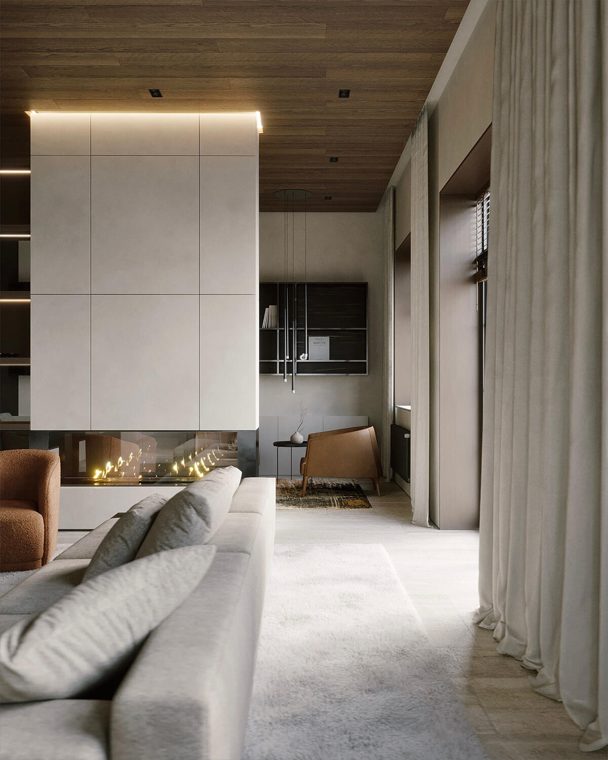 Дизайн ванної кімнати з використанням дерев'яних елементів різних відтінків