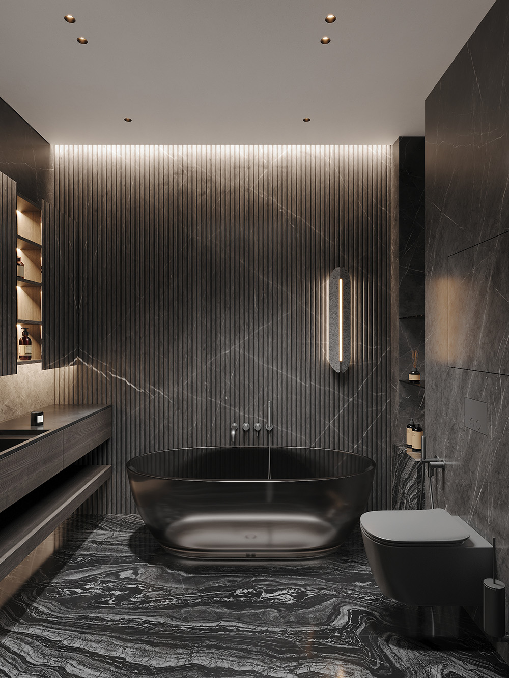 Оздоблення стін натуральним каменем: текстурний сланець у вітальні з каміном.