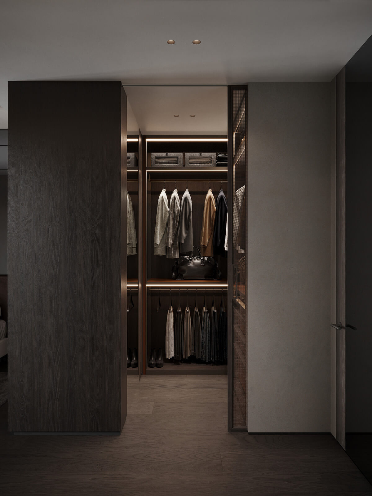 Інтер'єр у стилі мінімалюкс: акцент на освітлення та простір для створення атмосфери розкоші.