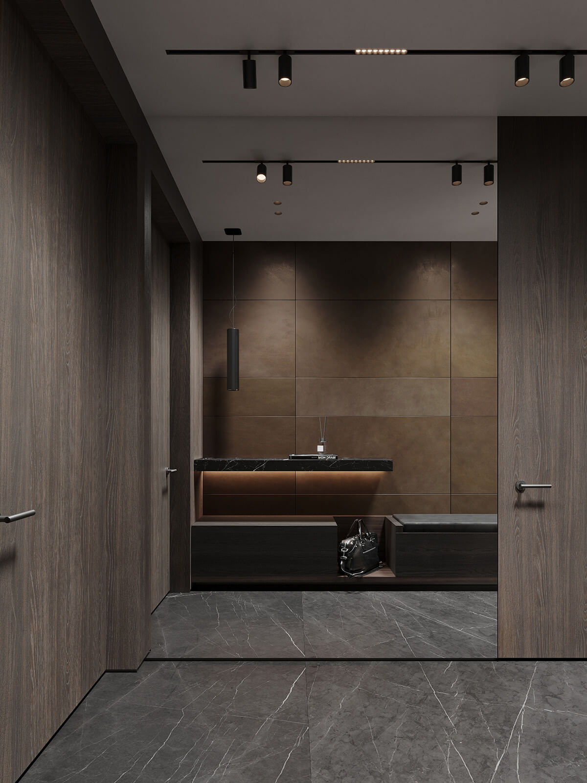 Кольорова палітра в стилі мінімалюкс: нейтральні тони з акцентами на розкішних матеріалах.