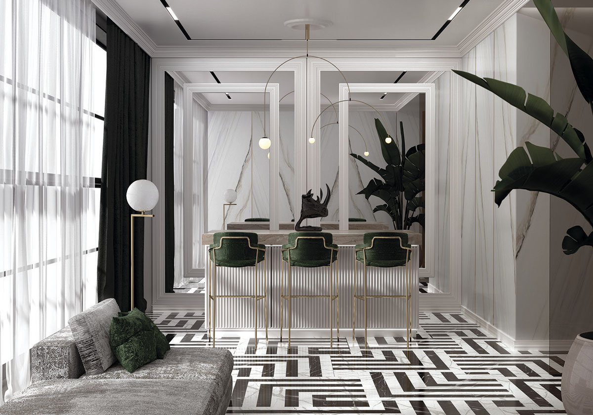 Приклад використання молдингів для обрамлення дзеркал і створення декоративних елементів