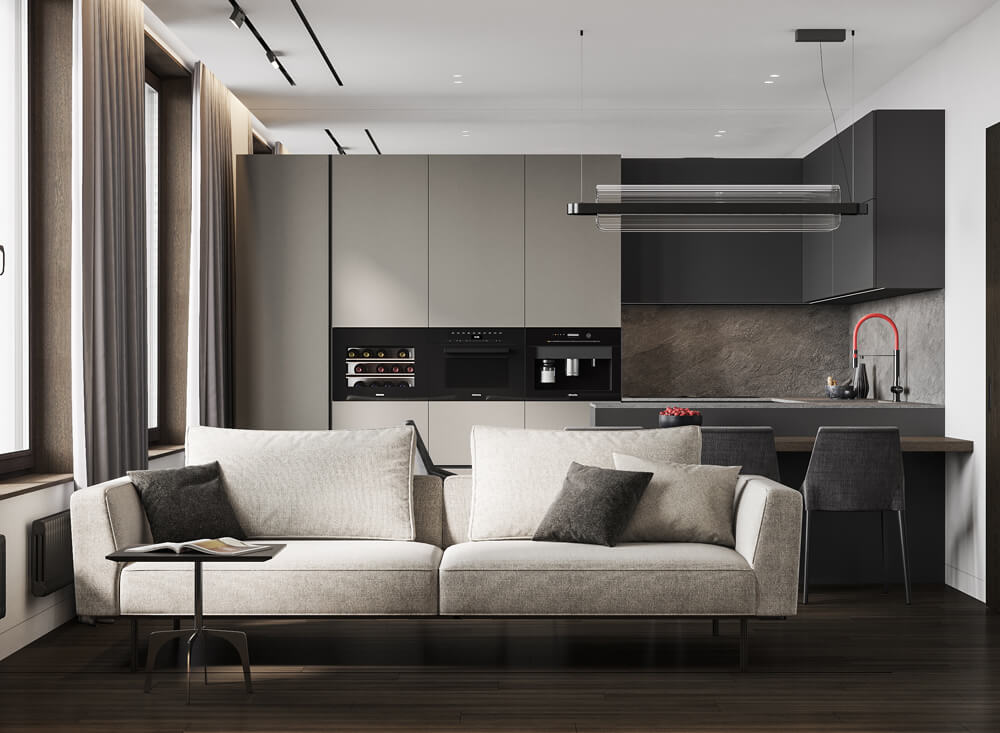 Дизайн чоловічого інтер'єру з акцентом на функціональність та простоту.