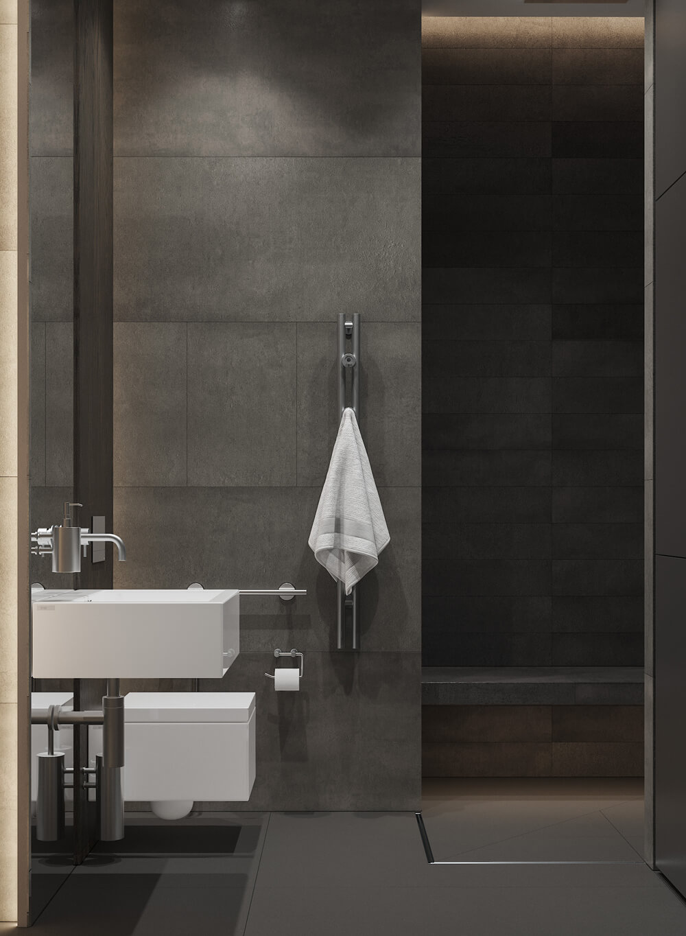 Сучасний чоловічий інтер'єр з використанням натуральних матеріалів та нейтральної палітри кольорів.