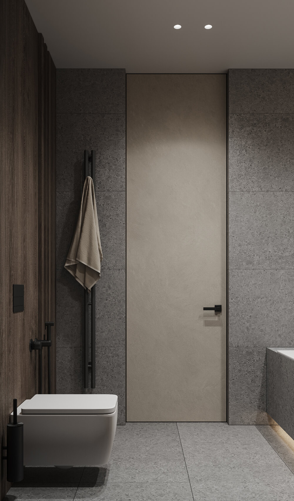 Стильний чоловічий інтер'єр квартири з акцентом на мінімалізм та функціональність простору.