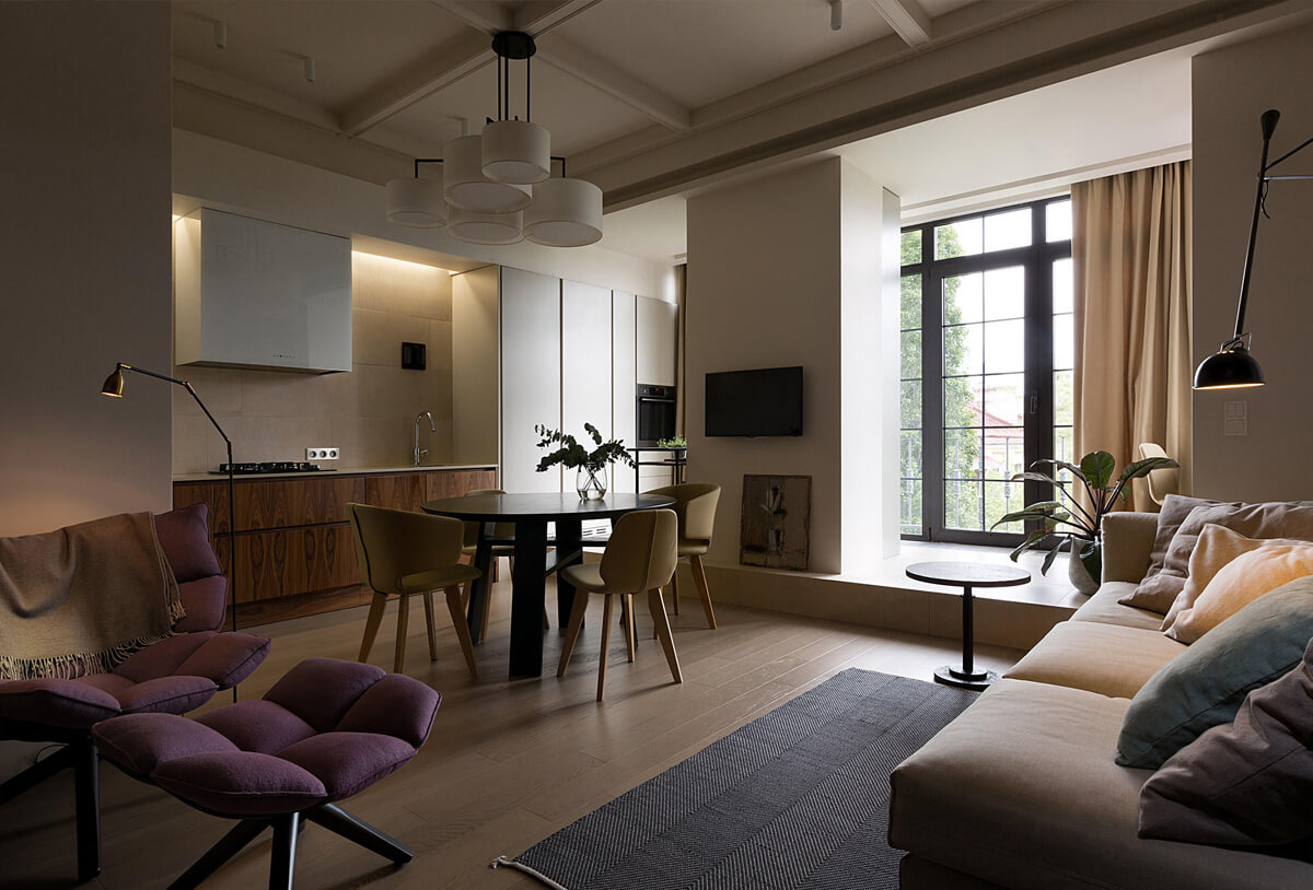 Сучасний дизайн квартири для оренди: функціональний інтер'єр з використанням зносостійких матеріалів.