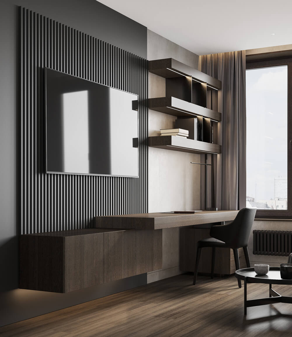 Коричневі акценти в інтер'єрі: декоративні подушки та текстиль на дивані.