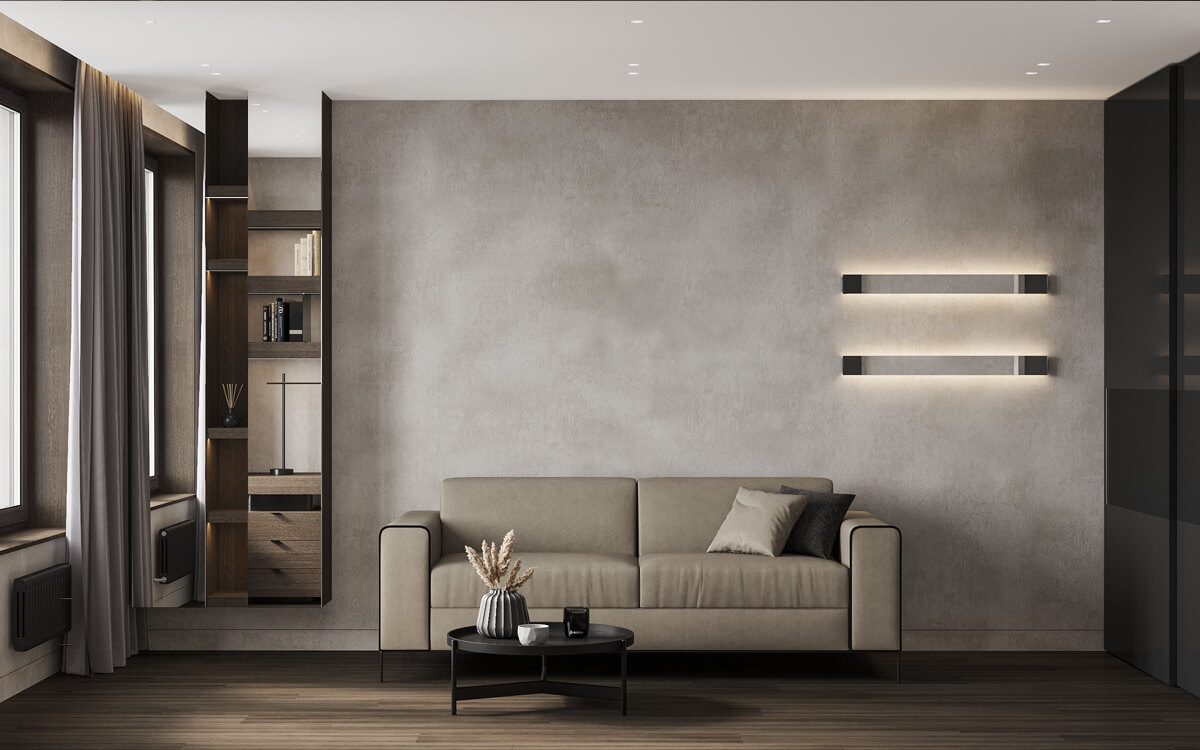 Поєднання кольорів: спальня в коричневих та бежевих тонах з текстильними акцентами.