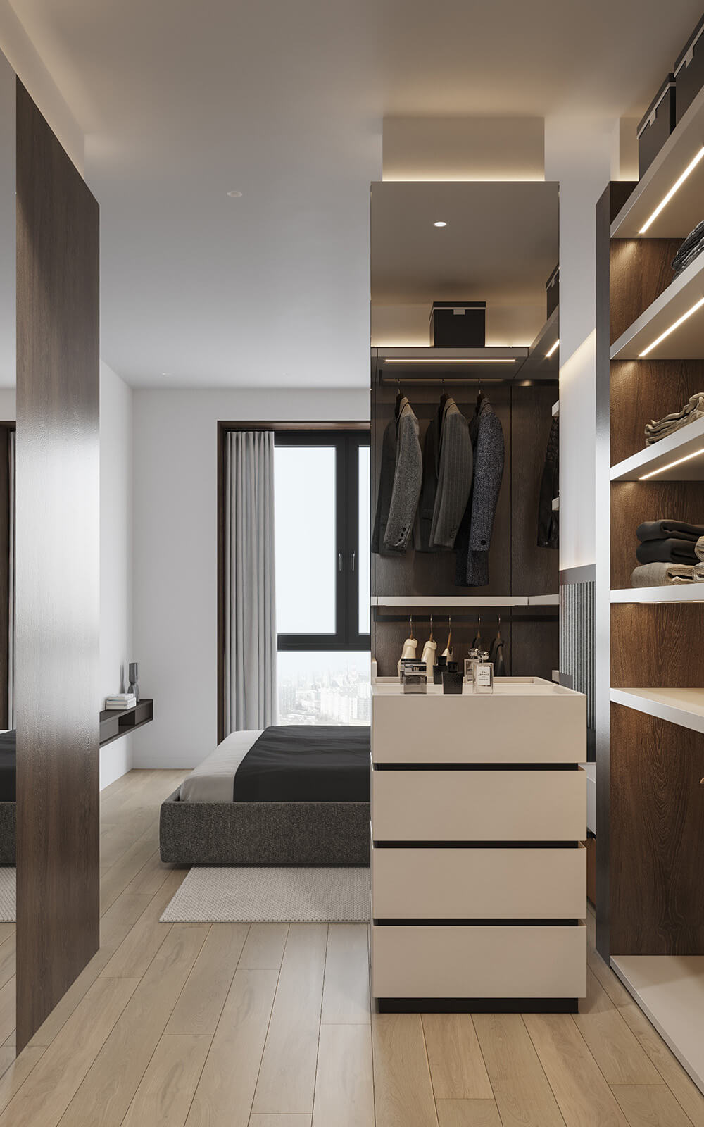 Відкрита система зберігання в дитячій кімнаті з іграшками та книгами на полицях.