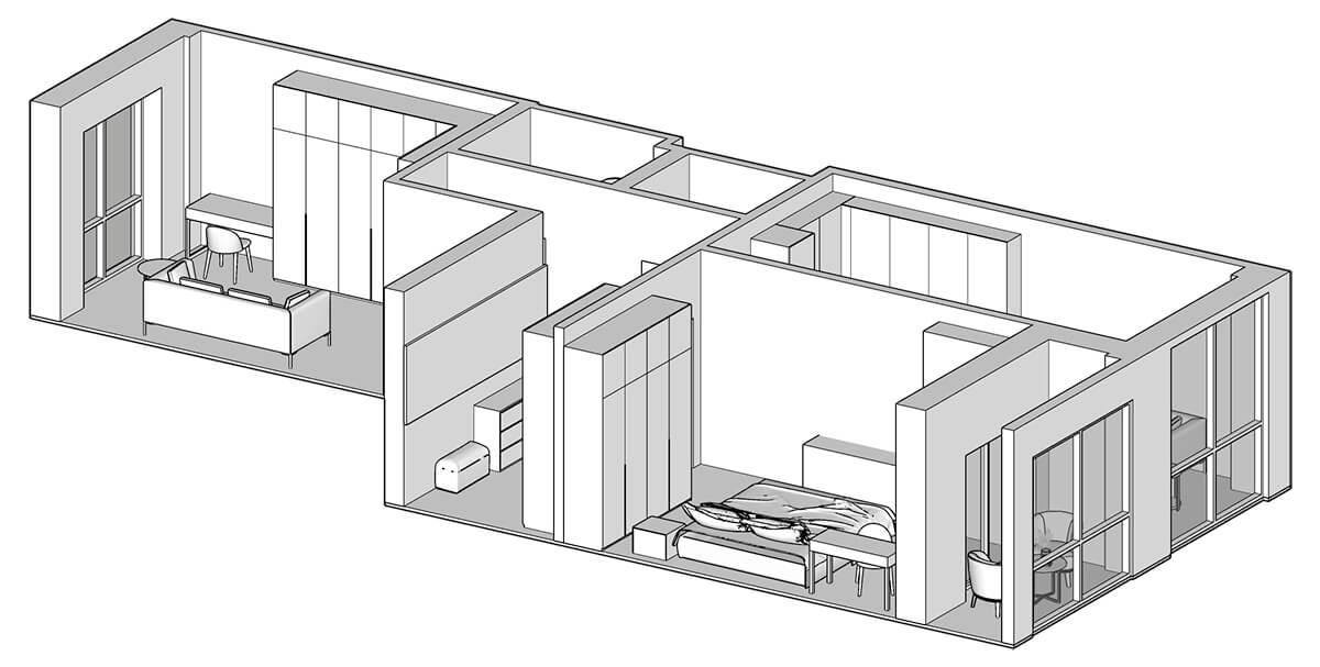 Приклад перепланування в новобудові: зміна розташування стін для оптимізації простору.
