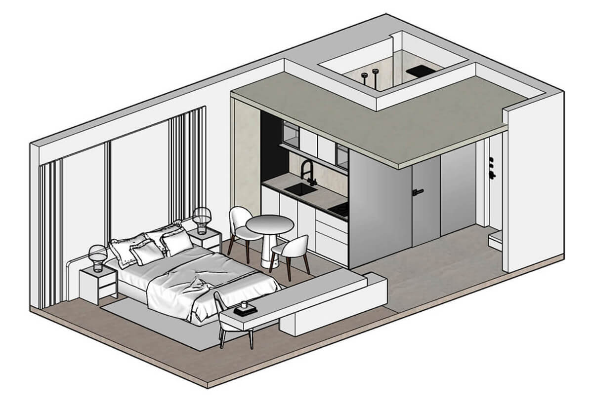 Перепланування квартири в новобудові: вітальня, об'єднана з кухнею, збільшує простір.