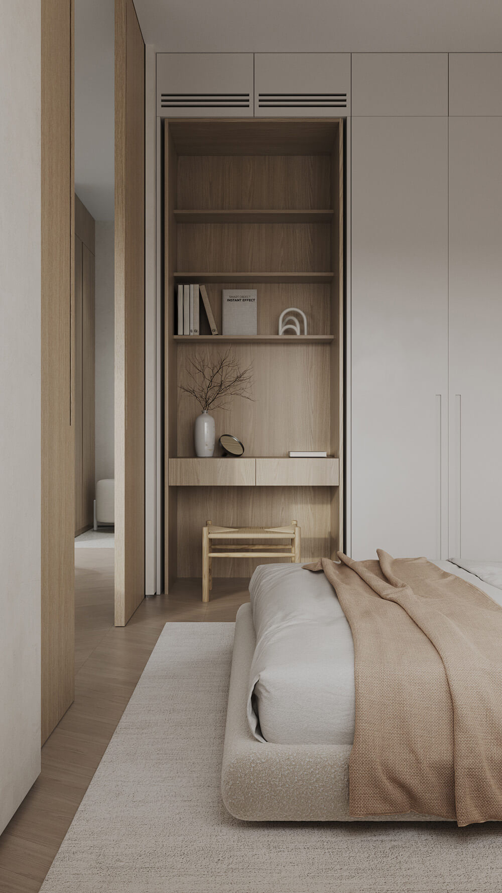 Дерев'яні розсувні міжкімнатні двері в дизайні інтер'єру з акцентом на натуральність.