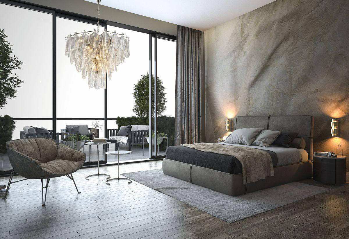 Штори для дому з геометричним малюнком в сучасному дизайні інтер'єру