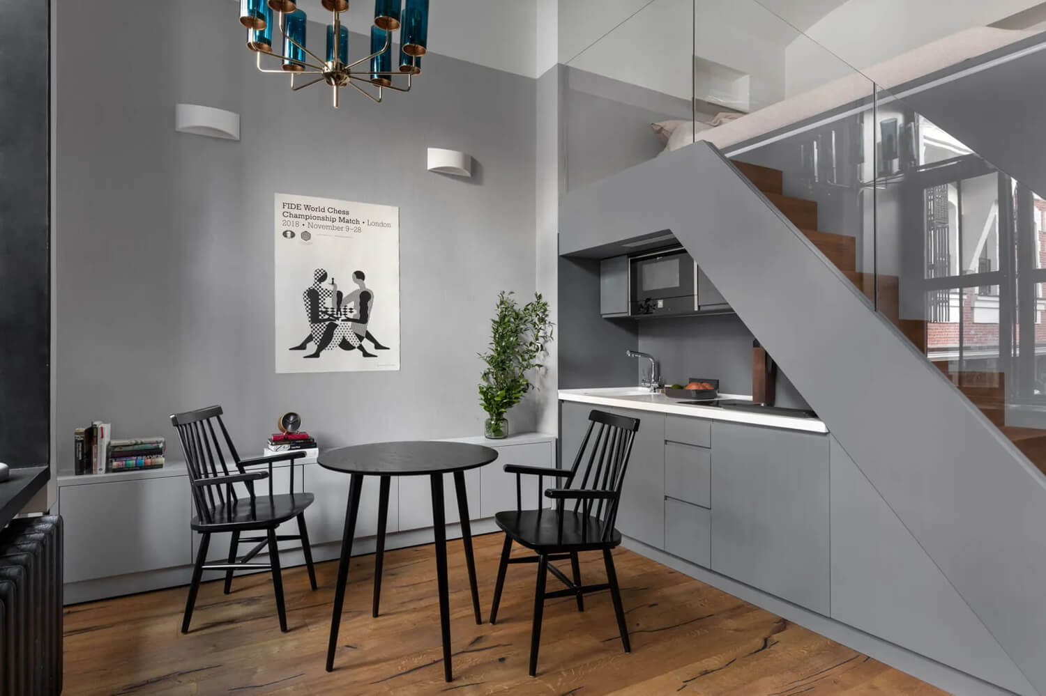 Дизайн двокімнатної квартири: стильний кухонний інтер'єр із барною стійкою