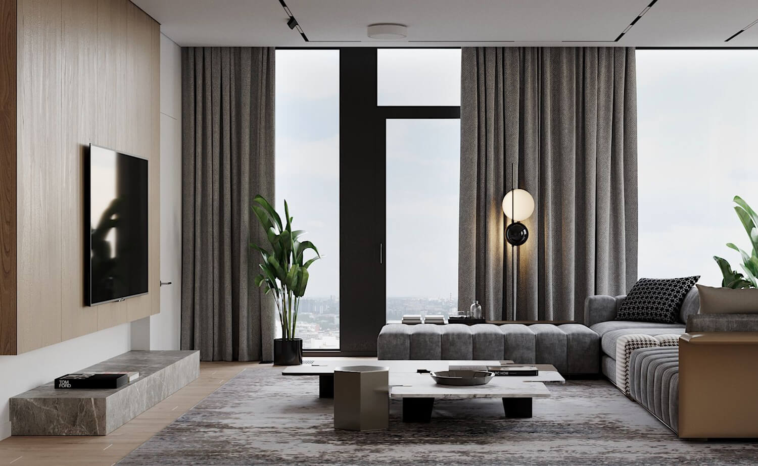 Інтер'єр двокімнатної квартири з сучасними меблями та функціональним зонуванням простору