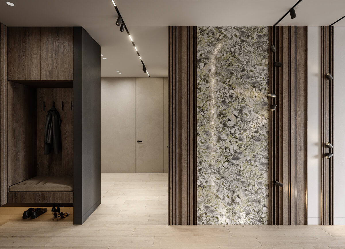 Стильна спальня в сучасному мінімалістичному стилі з функціональними меблями.