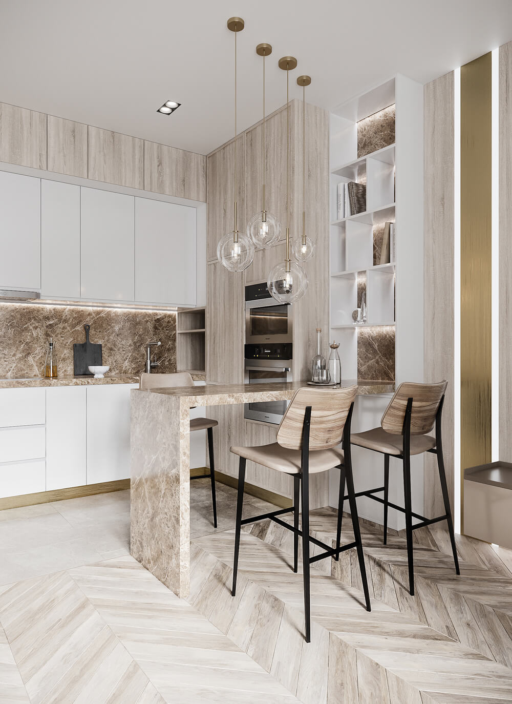 Сучасна вітальня з мінімалістичним дизайном, акцент на функціональності та комфорті.