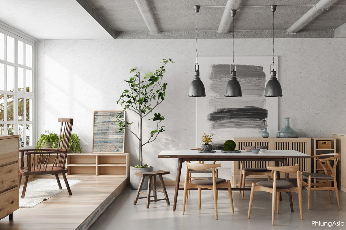 Спальня в стилі джапанді з низьким ліжком та спокійними відтінками для релаксації.