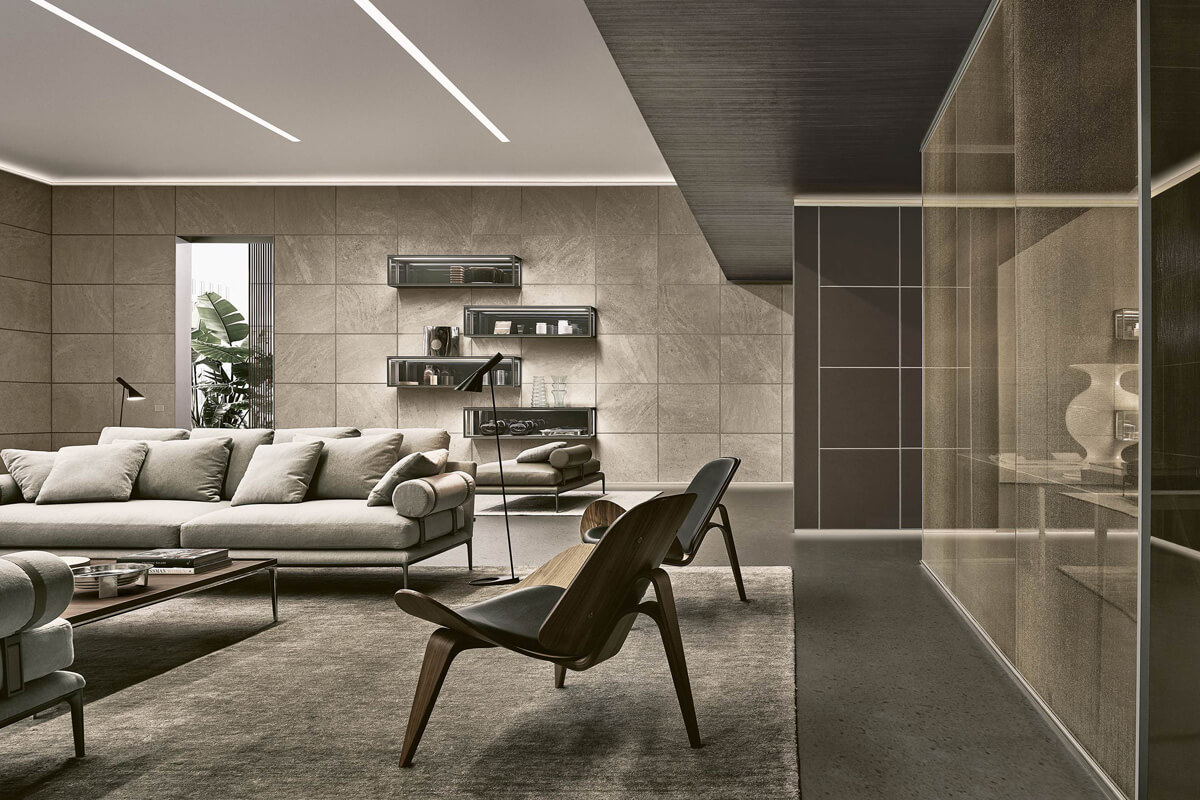 Сучасний інтер'єр з світлодіодною підсвіткою, що підкреслює декор стіни та додає затишку