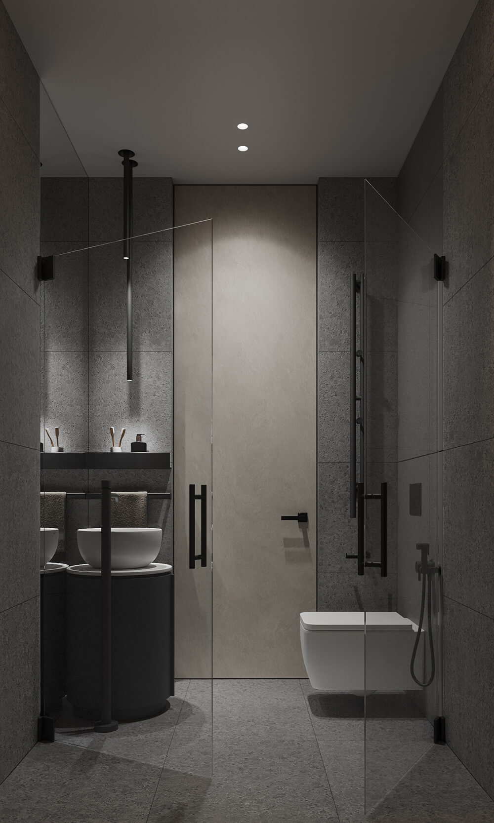 Переваги високих стель: елегантна ванна кімната з великим вікном та окремо стоячою ванною.