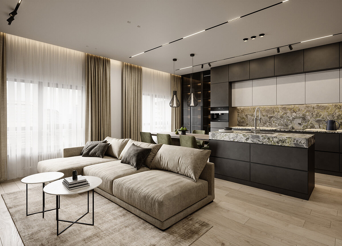 Інтер'єр з зеленим мармуром: стільниця в ванній кімнаті, дизайн.