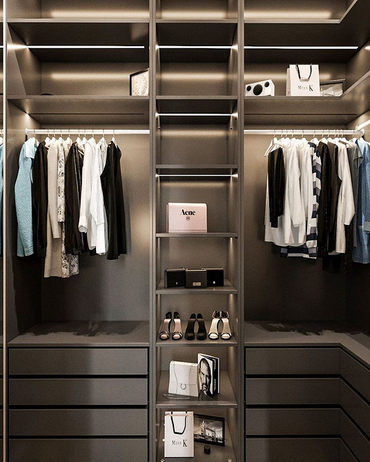 Освітлення шафи: дизайн інтер'єру з підсвіткою для зручного зберігання одягу.