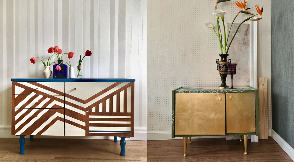 Оновлення старих меблів: приклад декорування тумбочки своїми руками, використовуючи яскраві кольори