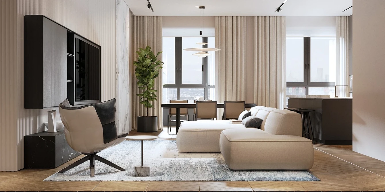 Скандинавський стиль з білим диваном та рослинами. Як доглядати за диваном?